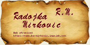 Radojka Mirković vizit kartica